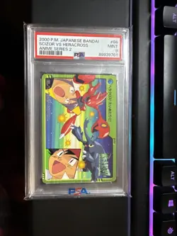 Pokemon Bandai TCG PSA 9 Scizor Vs Heracross Bandai Anime Series 2 Scene - Image 1