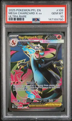 2025 POKEMON PFL EN-PHANTASMAL FLAMES ULTRA RARE #109 MEGA CHARIZARD X EX PSA 10 - Image 1