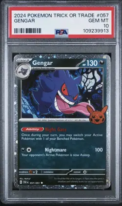 PSA 10 Gengar #057 Trick or Trade 2024 Holo GEM MINT Halloween Pokemon 🎃🔥 - Image 1