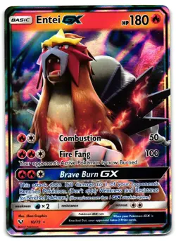 Entei GX 10/73 - Shining Legends Rare GX Pokemon TCG Holo - M/LP Card - Image 1