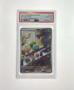 Pokemon TCG Bulbasaur Stellar Crown Illustration Holo Card 143/142 PSA 10 - Image 1