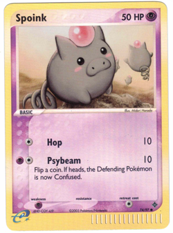 Spoink 74/97 EX Dragon Reverse Holo Common E-Reader Pokemon Card - Image 1