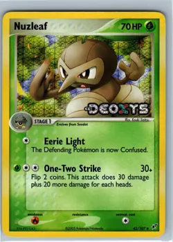 Nuzleaf EX Deoxys 43/107 Reverse Holo Stamped Pokemon Card - Image 1