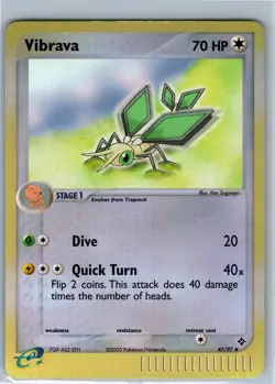Pokemon Card - Vibrava 47/97 - Uncommon Dragon Reverse Holo LP - Image 1
