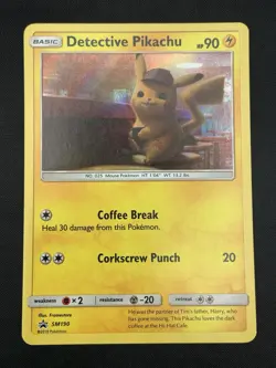 Pikachu - Detective Pikachu - SM190 - Holo Foil Rare - Pokemon Card LP - Image 1