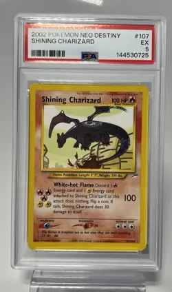 2002 POKEMON NEO DESTINY #107 SHINING CHARIZARD PSA 5 - Very Clean Overall - Image 1