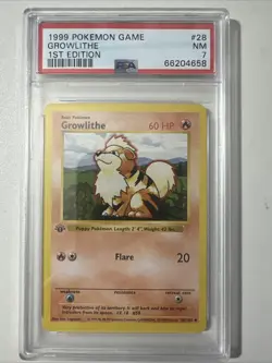 Pokemon PSA 7 1st Edition Growlithe 028/102 Base Set (Shadowless) - Image 1