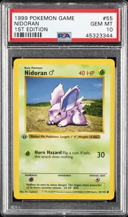 1999 POKEMON BASE SET 1ST EDITION #55 NIDORAN PSA 10 - Image 1