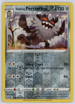 Pokemon TCG Galarian Perrserker 085/159 Crown Zenith Reverse Holo Rare - Image 1