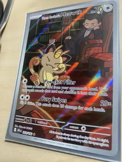 Pokemon Destined Rivals Team Rocket's Meowth Illustration Rare Holo DRI 203/182 - Image 2