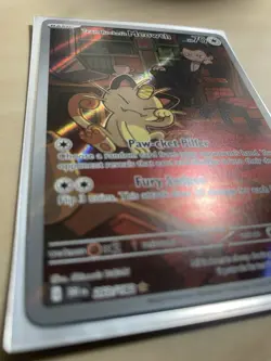 Pokemon Destined Rivals Team Rocket's Meowth Illustration Rare Holo DRI 203/182 - Image 3