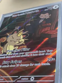 Pokemon Destined Rivals Team Rocket's Meowth Illustration Rare Holo DRI 203/182 - Image 4