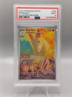 2025 Pokemon Dri EN-Destined Rivals 189 Rapidash Illustration Rare PSA 9 - Image 1