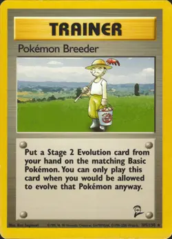 Pokemon Breeder 105/130 Rare Base Set 2 Pokemon Card NM/LP - Image 1