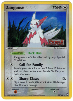 Zangoose 25/108 EX Power Keepers Reverse Holo Rare Stamped Pokemon Card - Image 1