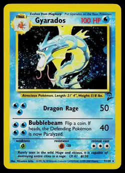 Pokemon Card - Gyarados SWIRL Base Set 2 7/130 Holo Rare - Image 1