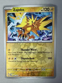 Pokemon TCG * SV Twilight Masquerade * 65/167 Zapdos REVERSE HOLO Rare * NM - Image 1