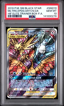 2019 POKEMON SM BLACK STAR PROMO FULL ART/MOLTRES & ZAPDOS & ARTICUNO GX PSA 10 - Image 1