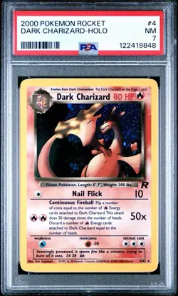 Pokemon 2000 Dark Charizard 4/82 Holo Team Rocket PSA 7 - Image 1