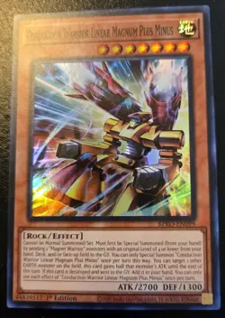 Conduction Warrior Linear Magnum Plus Minus BPRO-EN099 1st Ed. Super Rare YuGiOh - Image 1