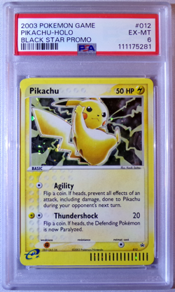 Pokemon Pikachu Holo 012 2003 Black Star Promo PSA 6 - Image 1