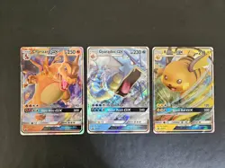 Pokemon TCG Hidden Fates Tins Promos Charizard SM211/Gyarados SM212/Raichu SM213 - Image 1