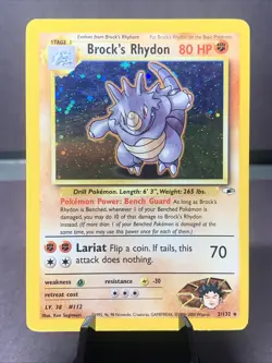 Pokemon TCG Brock's Rhydon 2/132 Gym Heroes Holo Rare WOTC VTG 2000 LP - Image 1