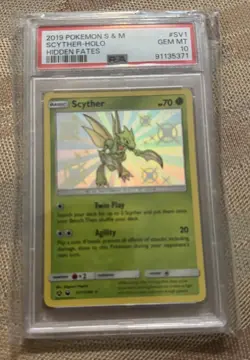 2019 Pokemon S & M Hidden Fates Scyther #SV1 Holo PSA 10 - Image 1