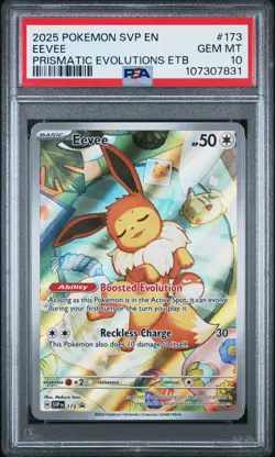 PSA 10 GEM MINT Eevee SVP-EN 173 Pokemon Prismatic Evolutions ETB Promo - Image 1