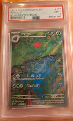 Pokemon TCG Ivysaur Scarlet Violet 151 Holo Card 167/165 PSA 9 Mint Illustration - Image 1