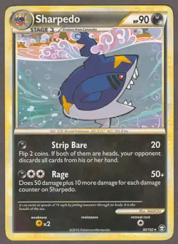 Sharpedo 30/102 HeartGold SoulSilver Triumphant Rare Darkness Pokemon Card 2010 - Image 1