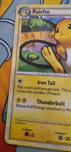 Pokemon TCG - Raichu 10/123 - HeartGold SoulSilver Holo Rare - LP - Image 3