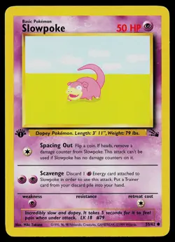Pokemon Card - Slowpoke Fossil 55/62 Common 1st Edition - Image 1