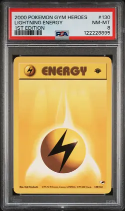 2000 POKEMON GYM HEROES 1ST ED #130 LIGHTNING ENERGY PSA 8 - Image 1