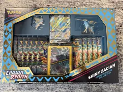 Pokemon Crown Zenith Shiny Zacian Premium Figure Collection Box 11 Booster Packs - Image 1