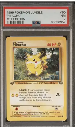 Pokemon 1999 Jungle 1st First Edition Pikachu #60 PSA 7 Near Mint - Image 1