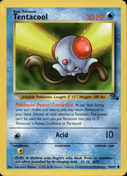 TENTACOOL 56/62 COMMON FOSSIL POKEMON UNLIMITED LP - Image 1