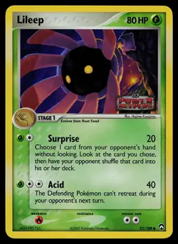 Pokemon Card - Lileep Power Keepers 52/108 Common Reverse Holo STAMPED - Image 1