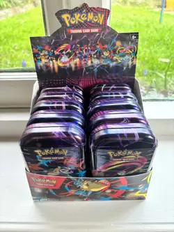 Pokemon TCG: Mega Evolutions Mega Heroes 10x Mini Tin Unsealed display. NEW - Image 2