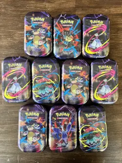Pokemon TCG: Mega Evolutions Mega Heroes 10x Mini Tin Unsealed display. NEW - Image 3