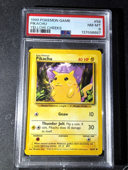Pikachu 58 PSA 8 NM-MINT 1999 Pokemon Base Basic Set Yellow Cheeks - Image 1