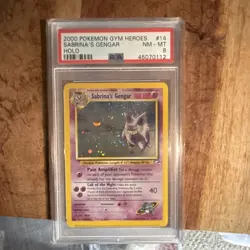 Pokemon Gym Heroes Sabrina's Gengar Holo Swirl Unlimited 14/132 PSA 8 2000 - Image 1