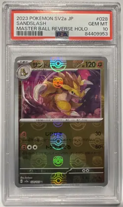 2023 Pokemon SV2a Japanese #028 Sandslash - Master Ball Reverse Holo PSA 10 - Image 1