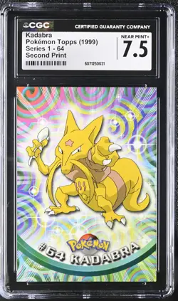 1999 Pokemon Topps Series 1 Second Print #64 Kadabra CGC 7.5 - Image 1