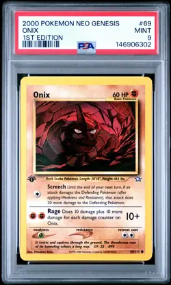 2000 POKEMON NEO GENESIS 1ST ED #69 ONIX PSA 9 - Image 1