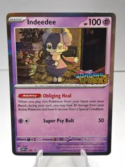 Pokemon TCG Indeedee SVP 154 Prerelease Stamped Black Star Promo Rare - Image 1