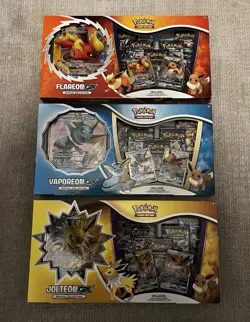 Pokemon TCG Flareon GX, Jolteon GX, Vaporeon GX Special Collection Box Lot Of 3 - Image 1