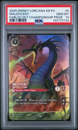 Maleficent - Monstrous Dragon (Store Set Championship) PSA 10 Lorcana Prize Card - Image 2