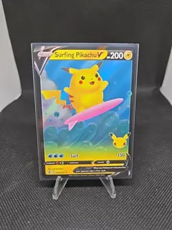 Pokemon Surfing Pikachu V Ultra Rare Full Art Holo 008/025 Celebrations TCG - Image 1