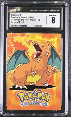 1999 Pokemon Topps Pokemon the First Movie Second Print #E6 Charizard CGC 8 - Image 1
